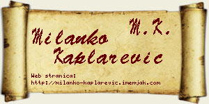 Milanko Kaplarević vizit kartica